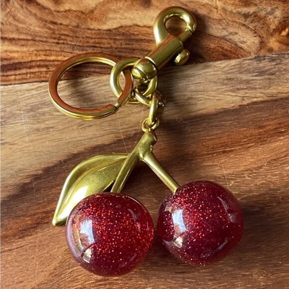 Cherry Red Glitter Sparkle Keychain Bag Charm - Picture 6 of 7
